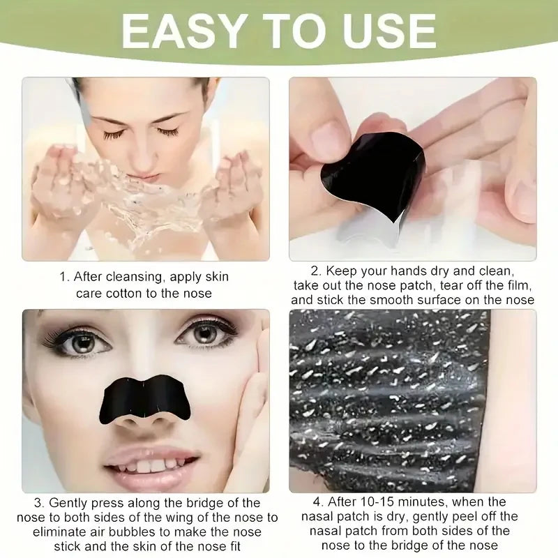 Bamboo Charcoal Blackhead Remover Mask Nasal Strips Black Dots Spots Acne Treatment Mask Face Acne Deep Clean Nose Sticker