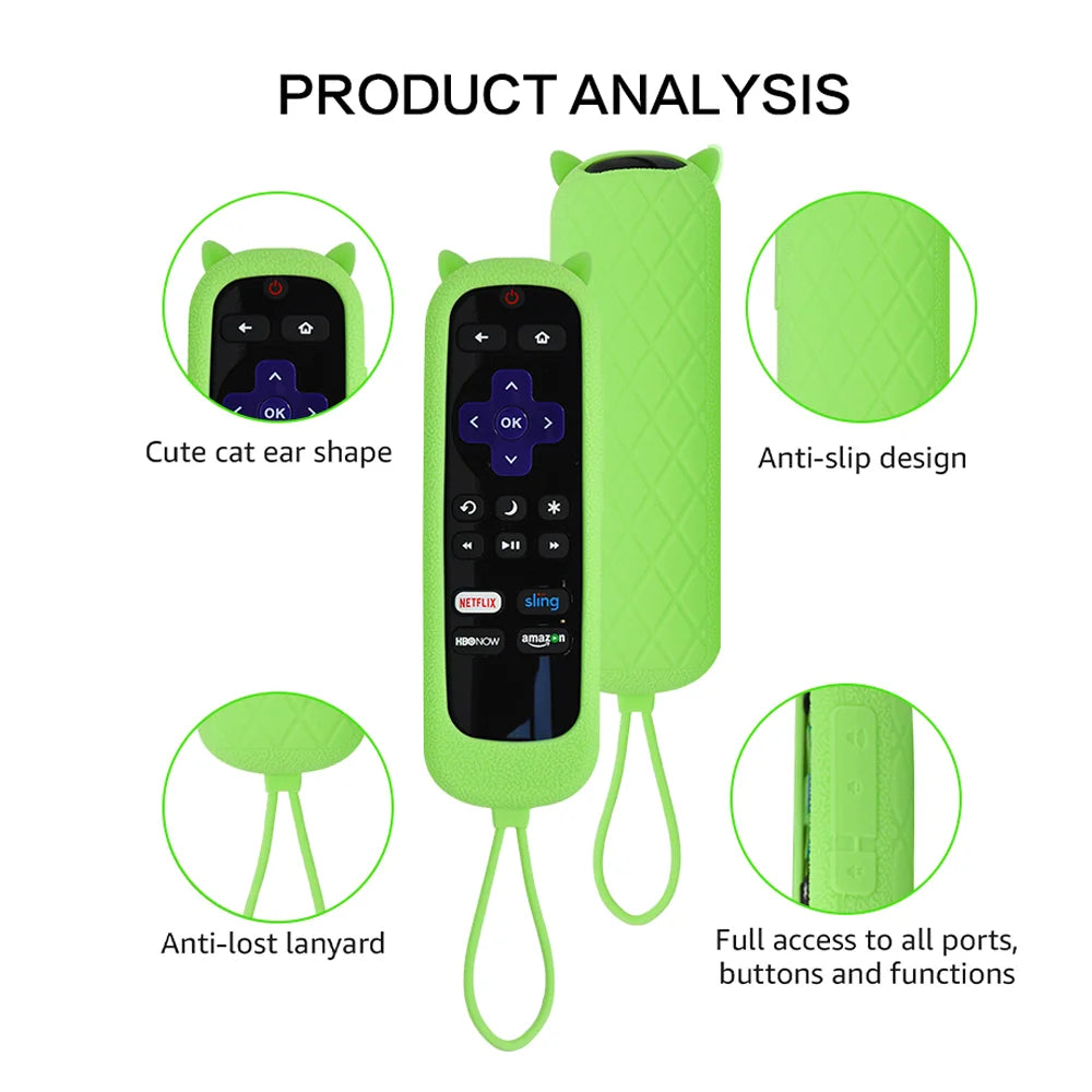 Remote Case for Roku Cover for TCL Roku TV Steaming Stick Silicone Protective Controller Universal Replacement Sleeve Skin Glow