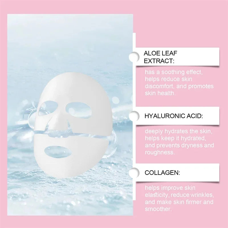 1/3/5/10PCS Collagen Face Mask Moisturizing Oil-Control Brightening Skincare Hydrating Shrink Pores Sheet Mask Beauty Skin Care