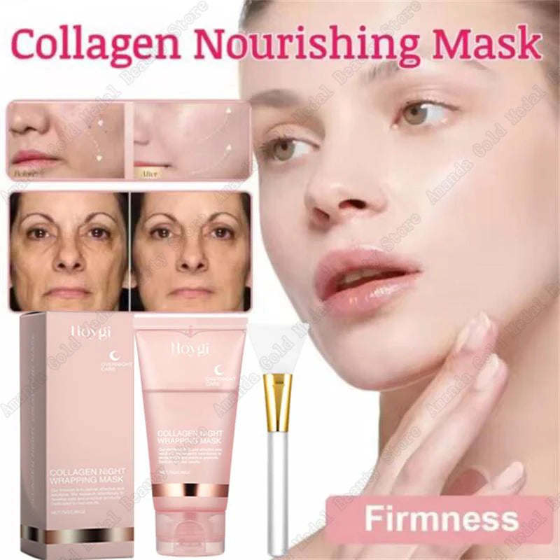 Night Collagen Wrapping Mask Rejuvenation Moisturizing Brightening Korean Face Mask Make Glowy Skin Elasticity Facial Mask 75ml