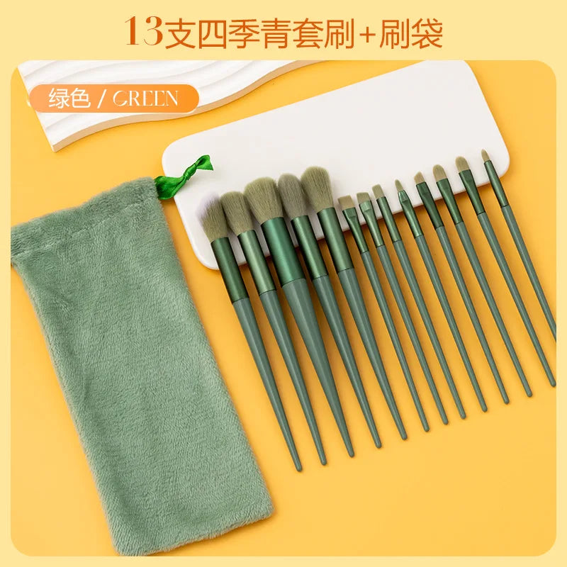 13purpleflower holly leaf makeup brush suit soft hair face powder highlight blush brush eye shadow brush full set of beauty tool