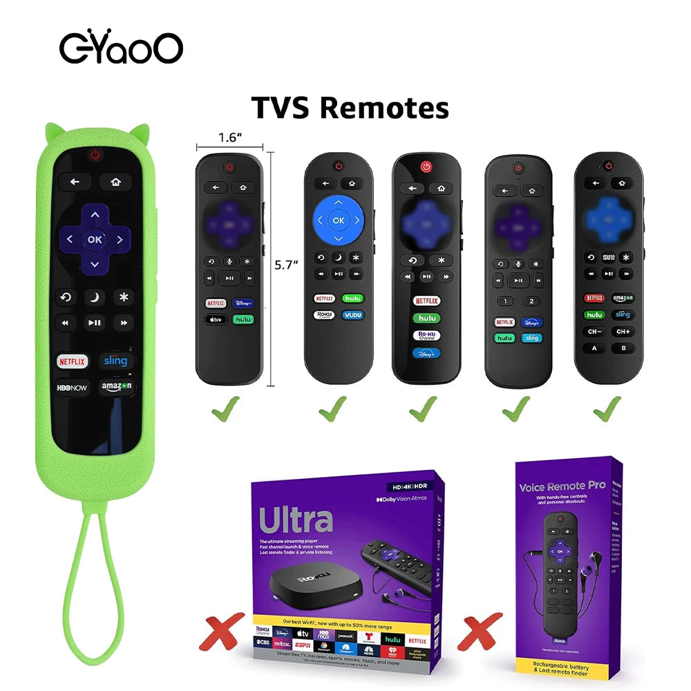 Remote Case for Roku Cover for TCL Roku TV Steaming Stick Silicone Protective Controller Universal Replacement Sleeve Skin Glow