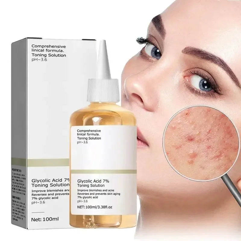 Glycolic Acid 7% Toning Solution Lifting Firming Wrinkles Dispelling Acne Lighten Pore Glow Facial Skin Care Acid Toner New 2024