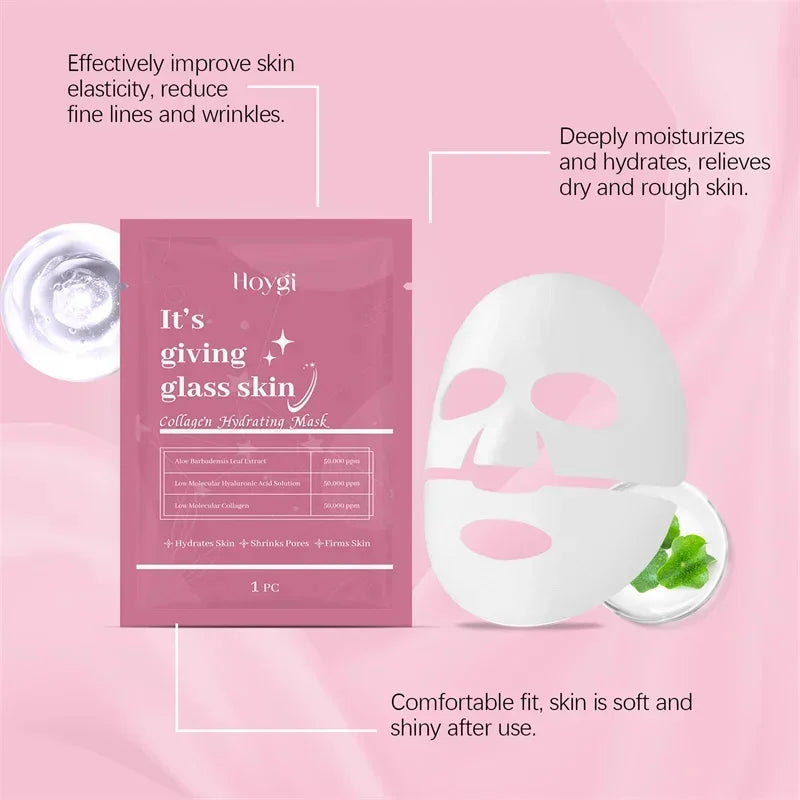 1/3/5/10PCS Collagen Face Mask Moisturizing Oil-Control Brightening Skincare Hydrating Shrink Pores Sheet Mask Beauty Skin Care