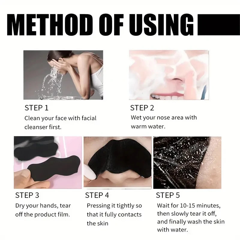 Bamboo Charcoal Blackhead Remover Mask Nasal Strips Black Dots Spots Acne Treatment Mask Face Acne Deep Clean Nose Sticker