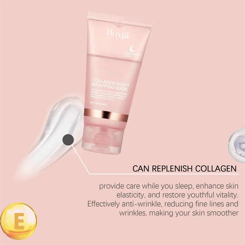 Night Collagen Wrapping Mask Rejuvenation Moisturizing Brightening Korean Face Mask Make Glowy Skin Elasticity Facial Mask 75ml