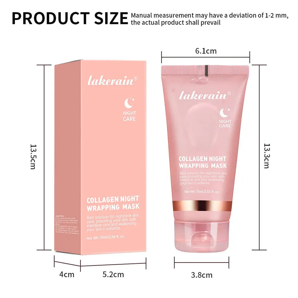 75ml Collagen Overnight Wrapping Peel Off Facial Mask Korean Collagen Night Wrapping Mask Deeply Hydrates Night Care Mask Cream