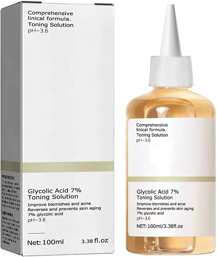 Glycolic Acid 7% Toning Solution Lifting Firming Wrinkles Dispelling Acne Lighten Pore Glow Facial Skin Care Acid Toner New 2024