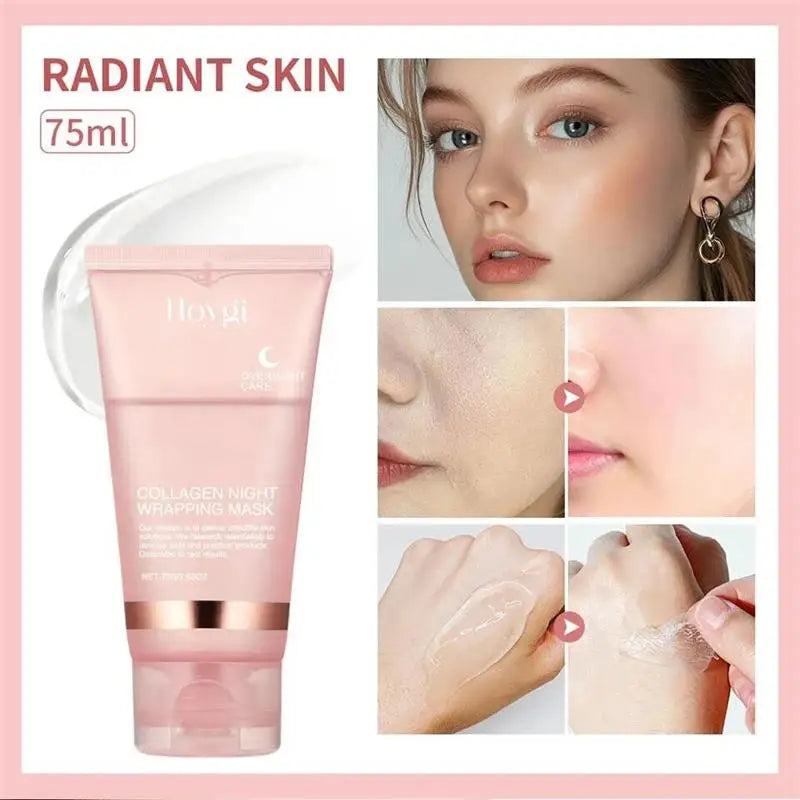 Night Collagen Wrapping Mask Rejuvenation Moisturizing Brightening Korean Face Mask Make Glowy Skin Elasticity Facial Mask 75ml