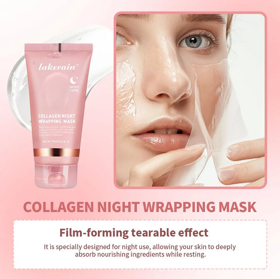 75ml Collagen Overnight Wrapping Peel Off Facial Mask Korean Collagen Night Wrapping Mask Deeply Hydrates Night Care Mask Cream